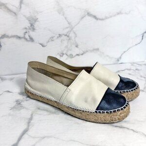 Woman's leather black and cream espadrilles shoes size 39